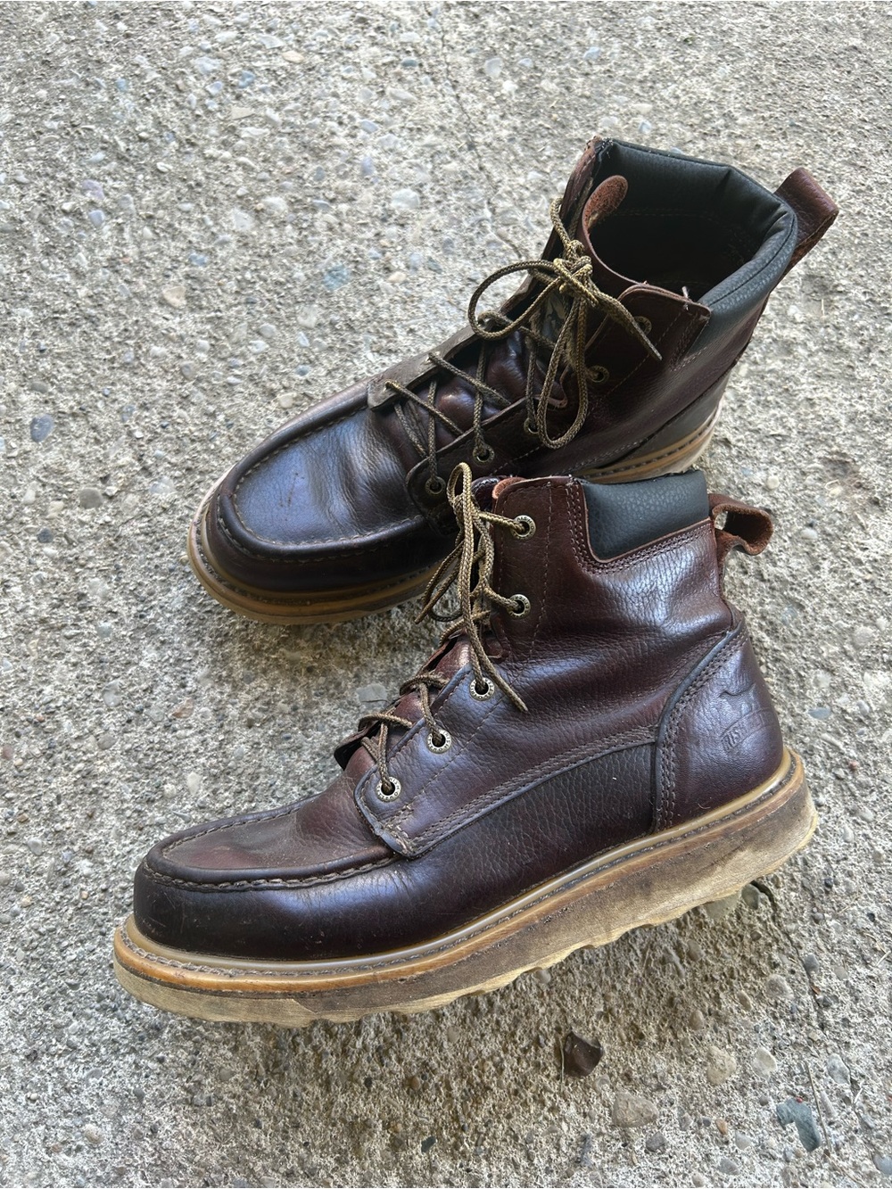 Red wing Men's Brown Leather Work Boots - Lace-Up Ankle Boots Sz 10.5- 11